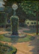 Johannes Martini Park mit Skulptur und Lampe Sweden oil painting artist